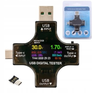 TESTER WOLTOMIERZ Miernik Napięcia 3.6-32V 8A Cyfrowy USB A USB C Micro
