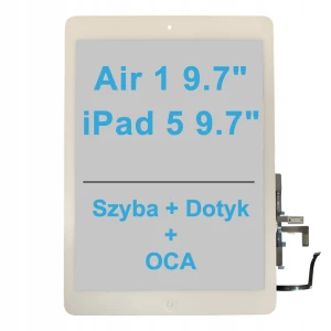 SZYBA DOTYK Digitizer OCA Z Dotykiem dla Apple iPad 5 Air Klej TESA WHITE