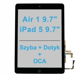 SZYBA DOTYK Digitizer Szybka Z Dotykiem do Apple iPad 5 Air Klej TESA Black