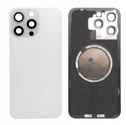TYLNY Panel Szkło Ramka do Apple iPhone 15 Pro Max White + Magnesy MagSafe